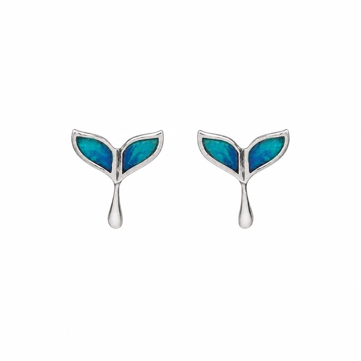AMONROO® 925 Silver Jewellery for Women - 925 Sterling Silver Mermaid Tail Blue Enamel Stud Earrings, Ocean Design Jewellery | 925 Stamp, Warranty & Authenticity Certificate