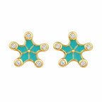 AMONROO® 925 Silver Jewellery for Women - 925 Sterling Silver Turquoise Star Enamel Stud Earrings, CZ Star Earrings, Daily Wear Jewellery | 925 Stamp, Warranty & Authenticity Certificate