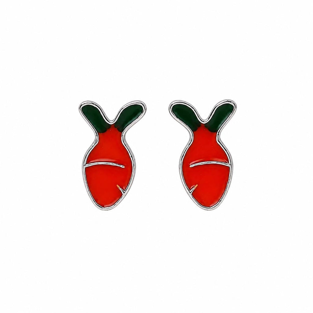 AMONROO® 925 Silver Jewellery for Women - 925 Sterling Silver Orange Carrot Enamel Stud Earrings, Vegetable Design Jewellery | 925 Stamp, Warranty & Authenticity Certificate