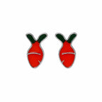AMONROO® 925 Silver Jewellery for Women - 925 Sterling Silver Orange Carrot Enamel Stud Earrings, Vegetable Design Jewellery | 925 Stamp, Warranty & Authenticity Certificate