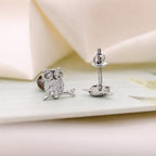 AMONROO® 925 Silver Jewellery for Women - 925 Sterling Silver Owl CZ Stud Earrings, Bird Animal Earrings, Dainty Nature Jewellery | 925 Stamp, Warranty & Authenticity Certificate