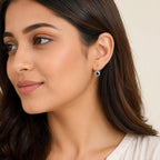 AMONROO® 925 Silver Jewellery for Women - 925 Sterling Silver Emerald Green CZ Dangle Earrings, Halo Drop Earrings | 925 Stamp, Warranty & Authenticity Certificate