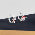 AMONROO® 925 Silver Jewellery for Women - 925 Sterling Silver Santa Reindeer Enamel Hoop Earrings, Christmas Huggie Earrings, Festive Gift | 925 Stamp, Warranty & Authenticity Certificate