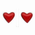 AMONROO® 925 Silver Jewellery for Women - 925 Sterling Silver Red Heart Enamel Stud Earrings, Heart Earrings, Romantic Gift Jewellery | 925 Stamp, Warranty & Authenticity Certificate
