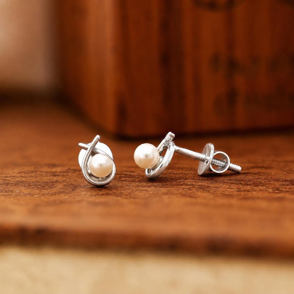 AMONROO® 925 Silver Jewellery for Women - 925 Sterling Silver Pearl Drop Stud Earrings, Pearl Earrings, Elegant Daily Wear Jewellery | 925 Stamp, Warranty & Authenticity Certificate