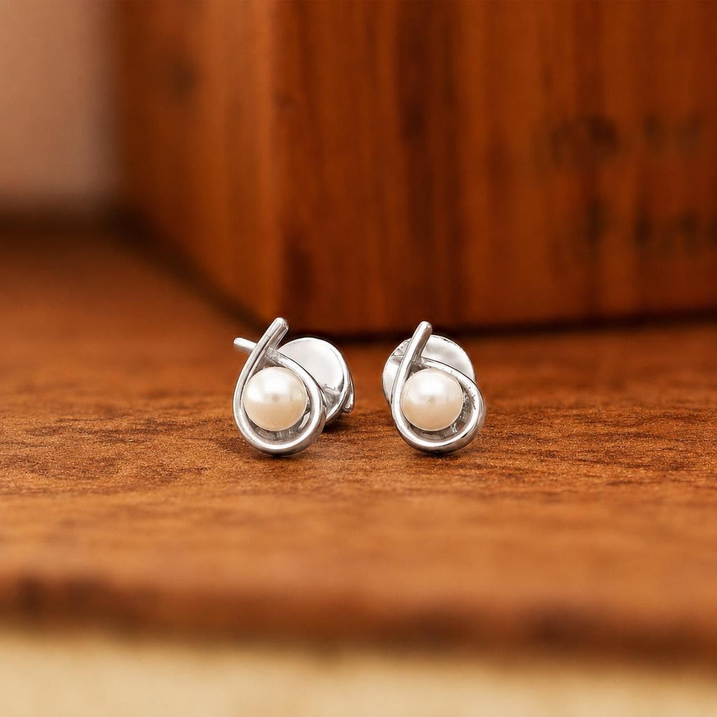 AMONROO® 925 Silver Jewellery for Women - 925 Sterling Silver Pearl Drop Stud Earrings, Pearl Earrings, Elegant Daily Wear Jewellery | 925 Stamp, Warranty & Authenticity Certificate
