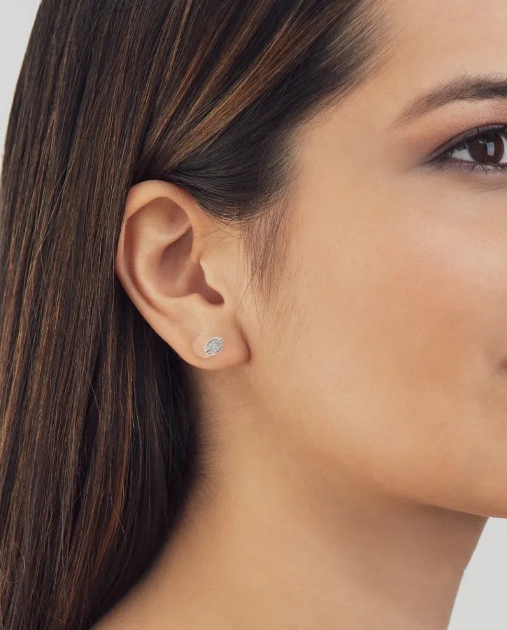 925 Sterling Silver Unique Dainty Oval Cubic Zirconia Stud Earrings Minimalist Handmade Cute Anniversary Gift Studs with Push back