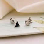 AMONROO® 925 Silver Jewellery for Women - 925 Sterling Silver Black Triangle Enamel Stud Earrings, Geometric Minimalist Jewellery | 925 Stamp, Warranty & Authenticity Certificate