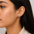 AMONROO® 925 Silver Jewellery for Women - 925 Sterling Silver Green Enamel Geometric Stud Earrings, Modern Circle Earrings, Daily Wear | 925 Stamp, Warranty & Authenticity Certificate