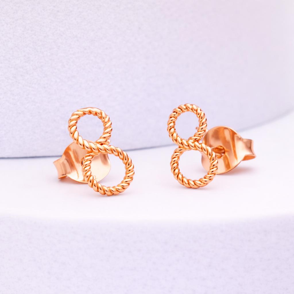 Handmade Sterling Silver Twisted Infinity Stud Earrings - Yellow Gold