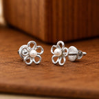 AMONROO® 925 Silver Jewellery for Women - 925 Sterling Silver Flower Pearl Stud Earrings, Floral Daisy Earrings, Daily Wear Jewellery | 925 Stamp, Warranty & Authenticity Certificate