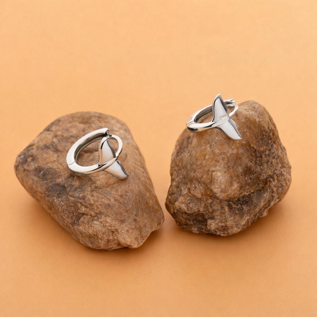 925 Sterling Silver Whale Tail Hoop Earrings - Minimalist Ocean Marine Jewelry-Size 10 x 8 MM