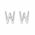 Sterling Silver W Initial Stud Earrings, Dainty Monogram Alphabet Jewelry