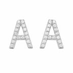925 Sterling Silver Initial A Stud Earrings, Dainty CZ Letter A Earrings for Women, Small Alphabet Bling Jewelry, Personalized Gift