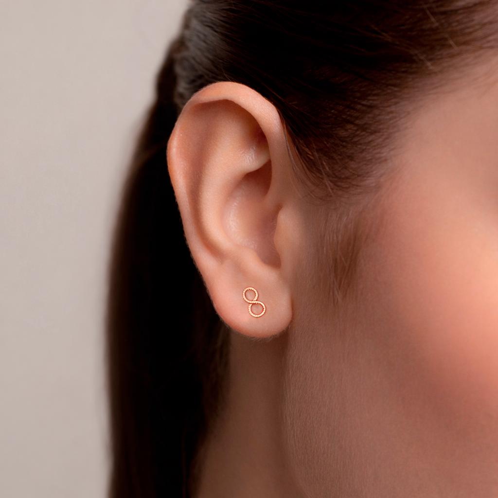 Handmade Sterling Silver Twisted Infinity Stud Earrings - Yellow Gold