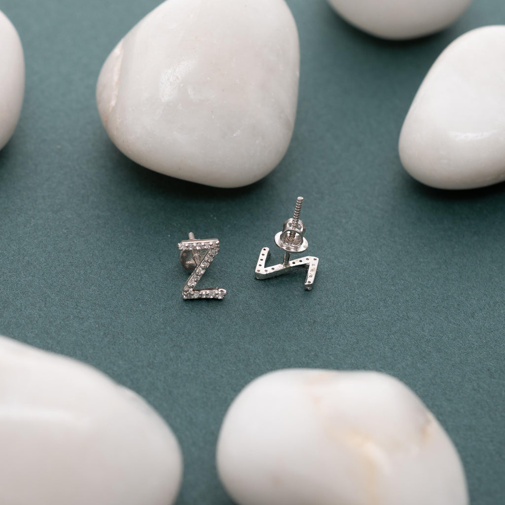 925 Sterling Silver Z Stud Earrings CZ Pave Letter Z Initial Earrings Minimalist Alphabet Jewelry Gift for Her