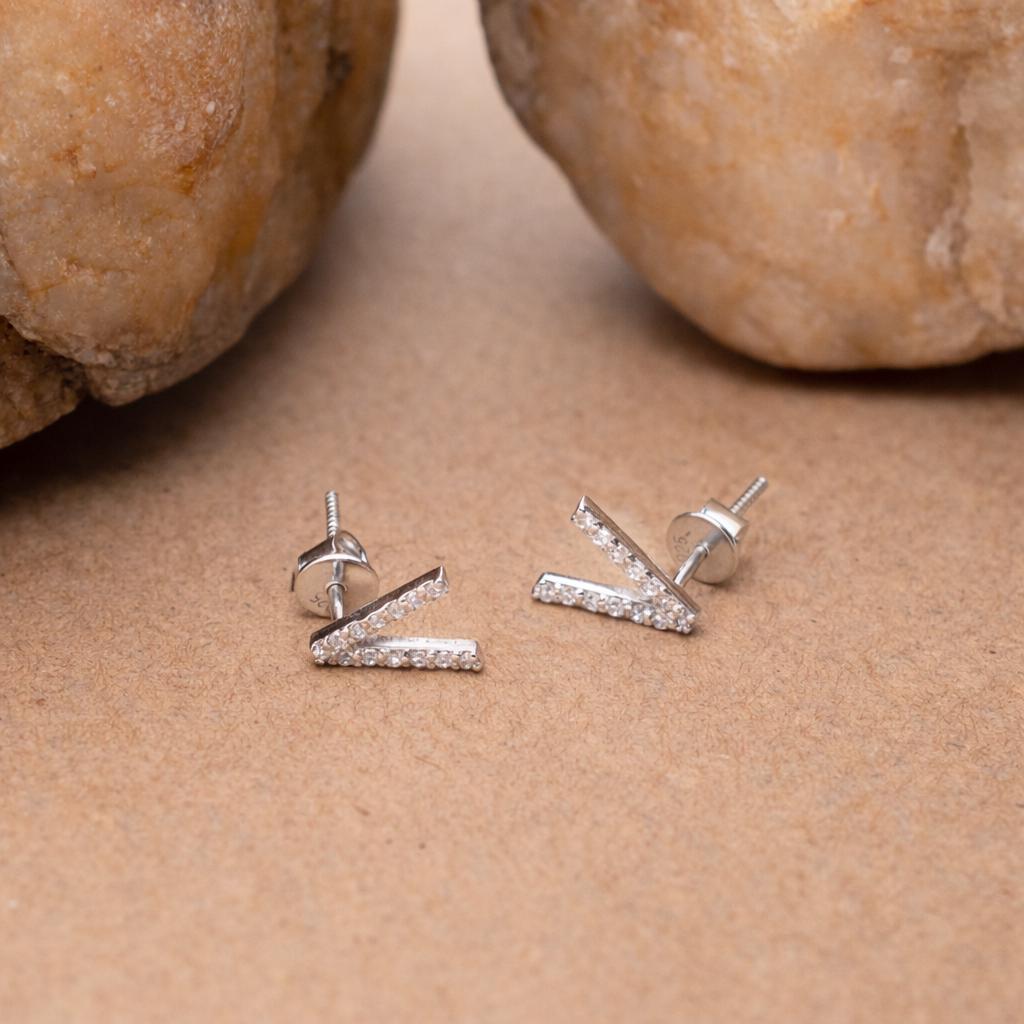 925 Sterling Silver Initial V Stud Earrings, Dainty CZ Letter V Earrings for Women, Small Alphabet Bling Jewelry, Personalized Gift Set