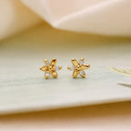 AMONROO® 925 Silver Jewellery for Women - Gold Finish 925 Sterling Silver Flower Stud Earrings, CZ Floral Earrings, Daily Wear Jewellery | 925 Stamp, Warranty & Authenticity Certificate
