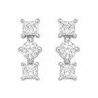 925 Sterling Silver Trio CZ Stud Earrings, Minimal Dainty Diamond Look Studs