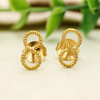Handmade Sterling Silver Twisted Infinity Stud Earrings - Yellow Gold