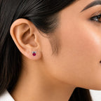 AMONROO® 925 Silver Jewellery for Women - 925 Sterling Silver Pink CZ Heart Stud Earrings, Heart Earrings, Dainty Romantic Jewellery | 925 Stamp, Warranty & Authenticity Certificate
