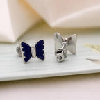 AMONROO® 925 Silver Jewellery for Women - 925 Sterling Silver Blue Bow Butterfly CZ Stud Earrings, Dainty Fashion Jewellery | 925 Stamp, Warranty & Authenticity Certificate