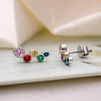AMONROO® 925 Silver Jewellery for Women - 925 Sterling Silver Rainbow Ear Climber Earrings, Colourful CZ Ear Crawler Jewellery | 925 Stamp, Warranty & Authenticity Certificate