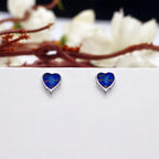 AMONROO® 925 Silver Jewellery for Women - 925 Sterling Silver Blue Heart Enamel Stud Earrings, Geometric Circle Earrings, Daily Wear | 925 Stamp, Warranty & Authenticity Certificate