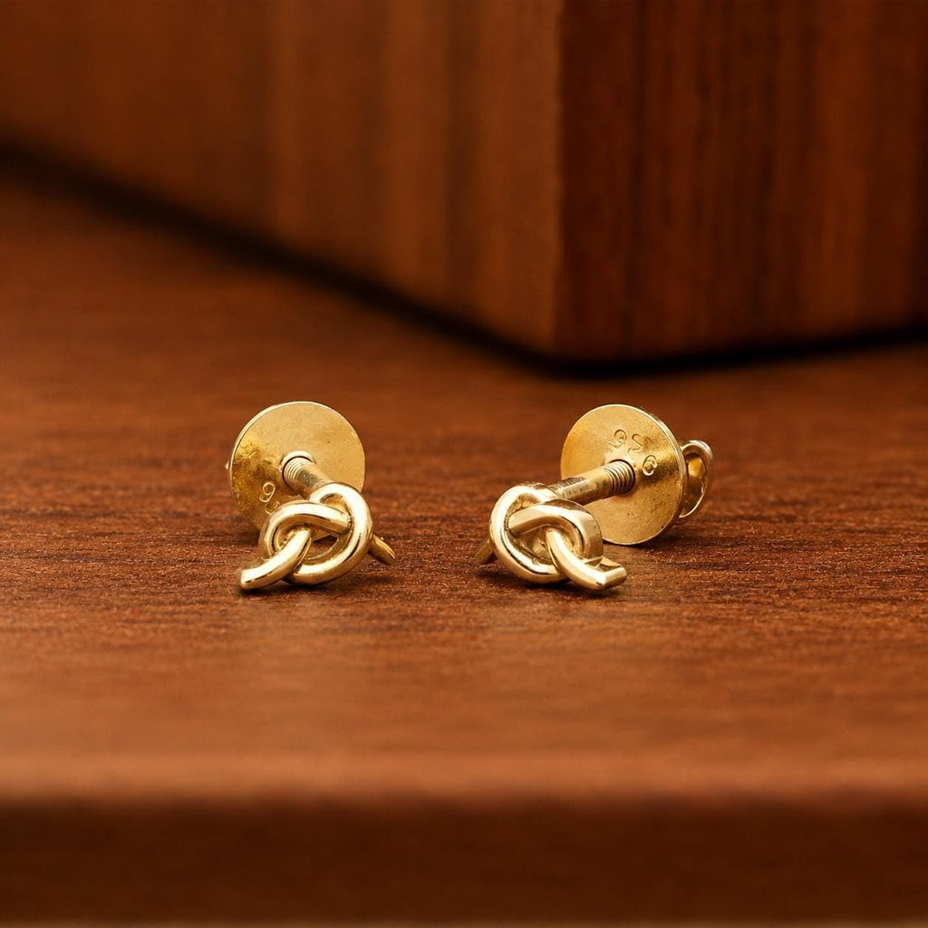 AMONROO® 925 Silver Jewellery for Women - Gold Finish 925 Sterling Silver Knot Stud Earrings, Love Knot Earrings, Daily Wear Jewellery | 925 Stamp, Warranty & Authenticity Certificate