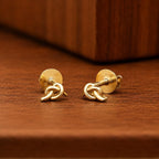 AMONROO® 925 Silver Jewellery for Women - Gold Finish 925 Sterling Silver Knot Stud Earrings, Love Knot Earrings, Daily Wear Jewellery | 925 Stamp, Warranty & Authenticity Certificate