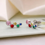 AMONROO® 925 Silver Jewellery for Women - 925 Sterling Silver Rainbow Ear Climber Earrings, Colourful CZ Ear Crawler Jewellery | 925 Stamp, Warranty & Authenticity Certificate
