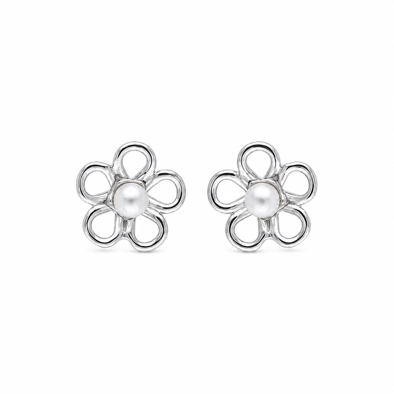 AMONROO® 925 Silver Jewellery for Women - 925 Sterling Silver Flower Pearl Stud Earrings, Floral Daisy Earrings, Daily Wear Jewellery | 925 Stamp, Warranty & Authenticity Certificate