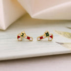 AMONROO® 925 Silver Jewellery for Women - 925 Sterling Silver Enamel Candy Cane Stud Earrings, Christmas Earrings, Festive Jewellery Gift | 925 Stamp, Warranty & Authenticity Certificate