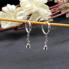 AMONROO® 925 Silver Jewellery for Women - 925 Sterling Silver Bell Flower Dangle Hoop Earrings, Floral Huggie Earrings, Daily Wear | 925 Stamp, Warranty & Authenticity Certificate
