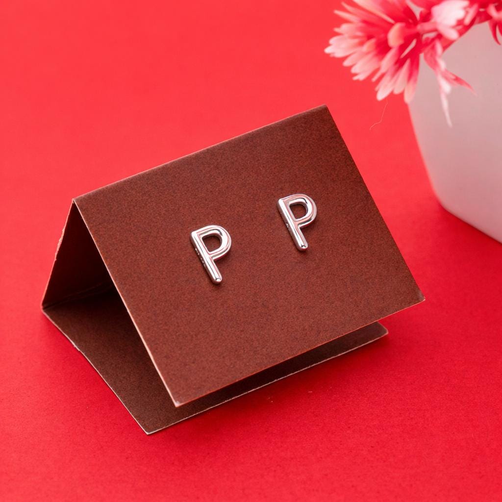 925 Sterling Silver Initial P Stud Earrings, Dainty Letter P Post Earrings for Women, Small Alphabet Earring Set, Personalized Jewelry Gift