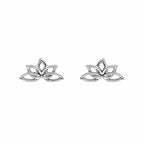 AMONROO® 925 Silver Jewellery for Women - 925 Sterling Silver Lotus Flower Stud Earrings, Minimalist Floral Earrings, Daily Wear Jewellery | 925 Stamp, Warranty & Authenticity Certificate