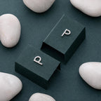 925 Sterling Silver P Stud Earrings CZ Pave Letter P Initial Earrings Minimalist Alphabet Jewelry Gift for Her