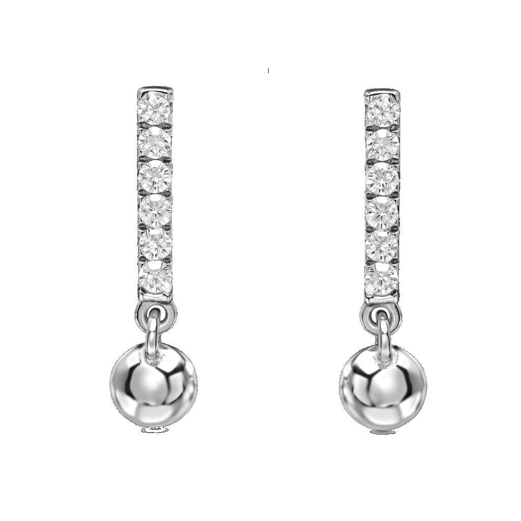 925 Sterling Silver Crystal Drop Earrings, Dainty CZ Bar Dangle Earrings for Women, Small Round Charm Earrings, Personalized Jewelry Gift