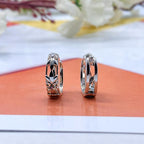 AMONROO® 925 Silver Jewellery for Women - 925 Sterling Silver Vintage Floral Blue CZ Huggie Hoop Earrings, Dainty Daily Wear | 925 Stamp, Warranty & Authenticity Certificate