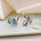 AMONROO® 925 Silver Jewellery for Women - 925 Sterling Silver Blue Marquise CZ Butterfly Stud Earrings, Dainty Butterfly Jewellery | 925 Stamp, Warranty & Authenticity Certificate