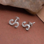 Sterling Silver Letter S Stud Earrings, Initial Alphabet Jewelry