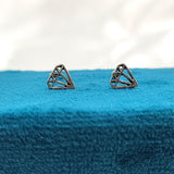 Little Tiny Daimond Shaped Earring Stud Minimalist Handmade Gift Studs with Pushback 925 Sterling Silver Cute Gift