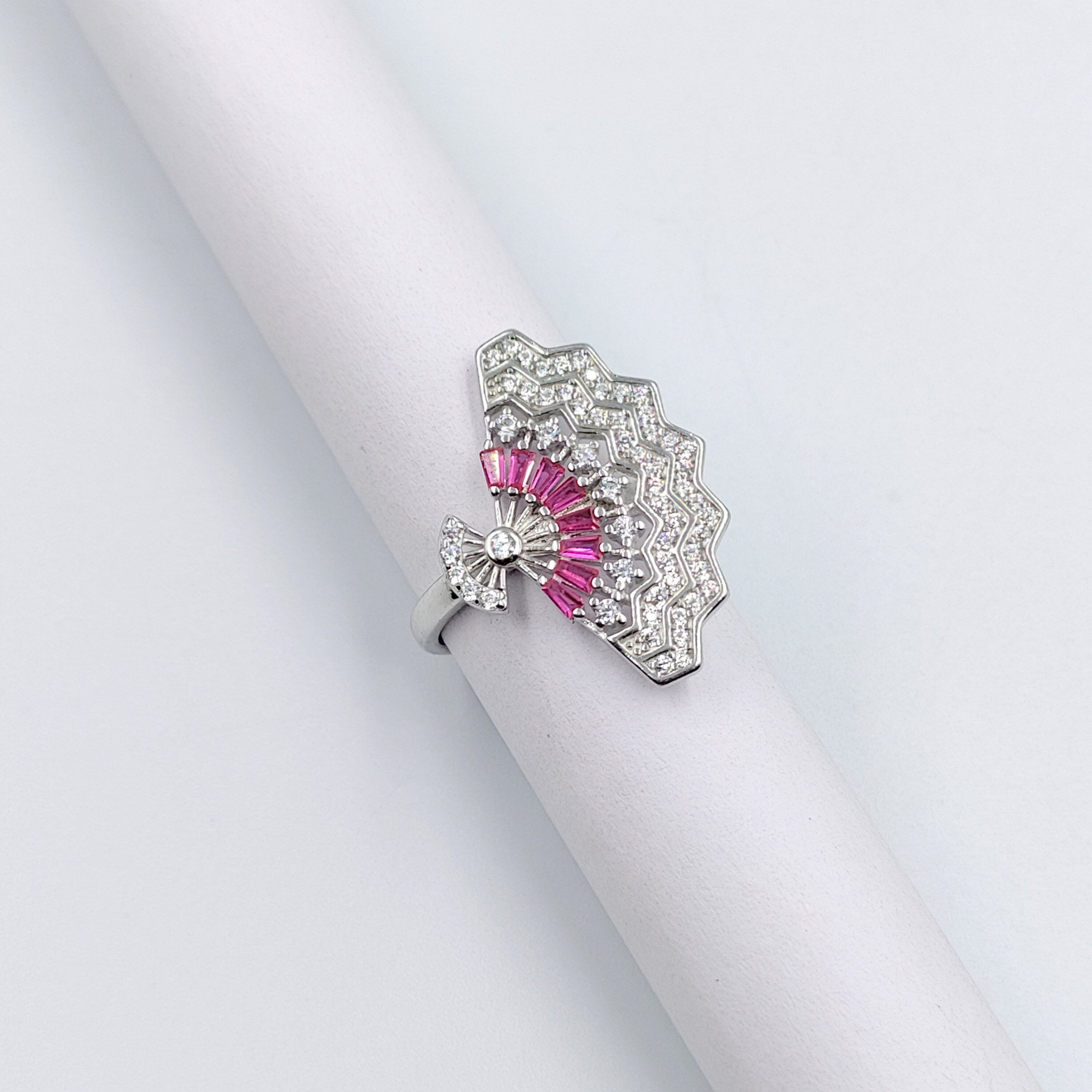 Stunning Fuchsia CZ Ring Sparkling Cubic Zirconia Royal Wedding Ring Ring(Size 12)