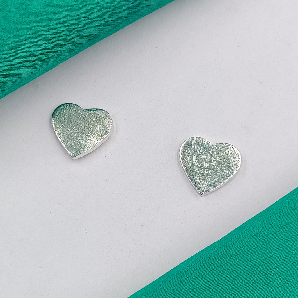 Matte Heart Jewelry 925 Sterling Silver Heart Earrings Stylish Stud Earrings