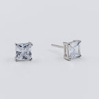 Princess Cut CZ Stud Earrings Square Diamonds Earrings 925 Silver Earring with Stylish Sparkling Minimalist Handmade Gift