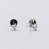 Tiny Heart Shaped Cubic Zirconia Diamond Stud Earrings 925 Silver Earring with Sparkling CZ Minimalist Handmade Gift