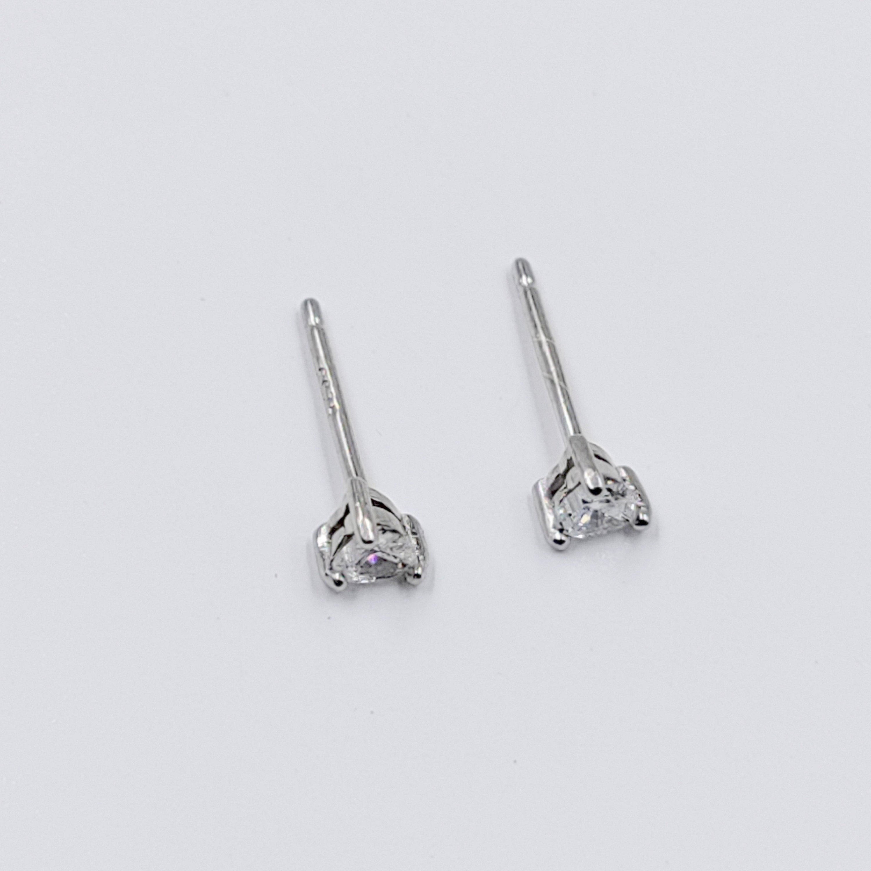 Tiny Heart Shaped Cubic Zirconia Diamond Stud Earrings 925 Silver Earring with Sparkling CZ Minimalist Handmade Gift