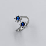 Blue Sapphire Cubic Zirconia Ring for Women Ring Wedding Engagement Gift(Size 12)