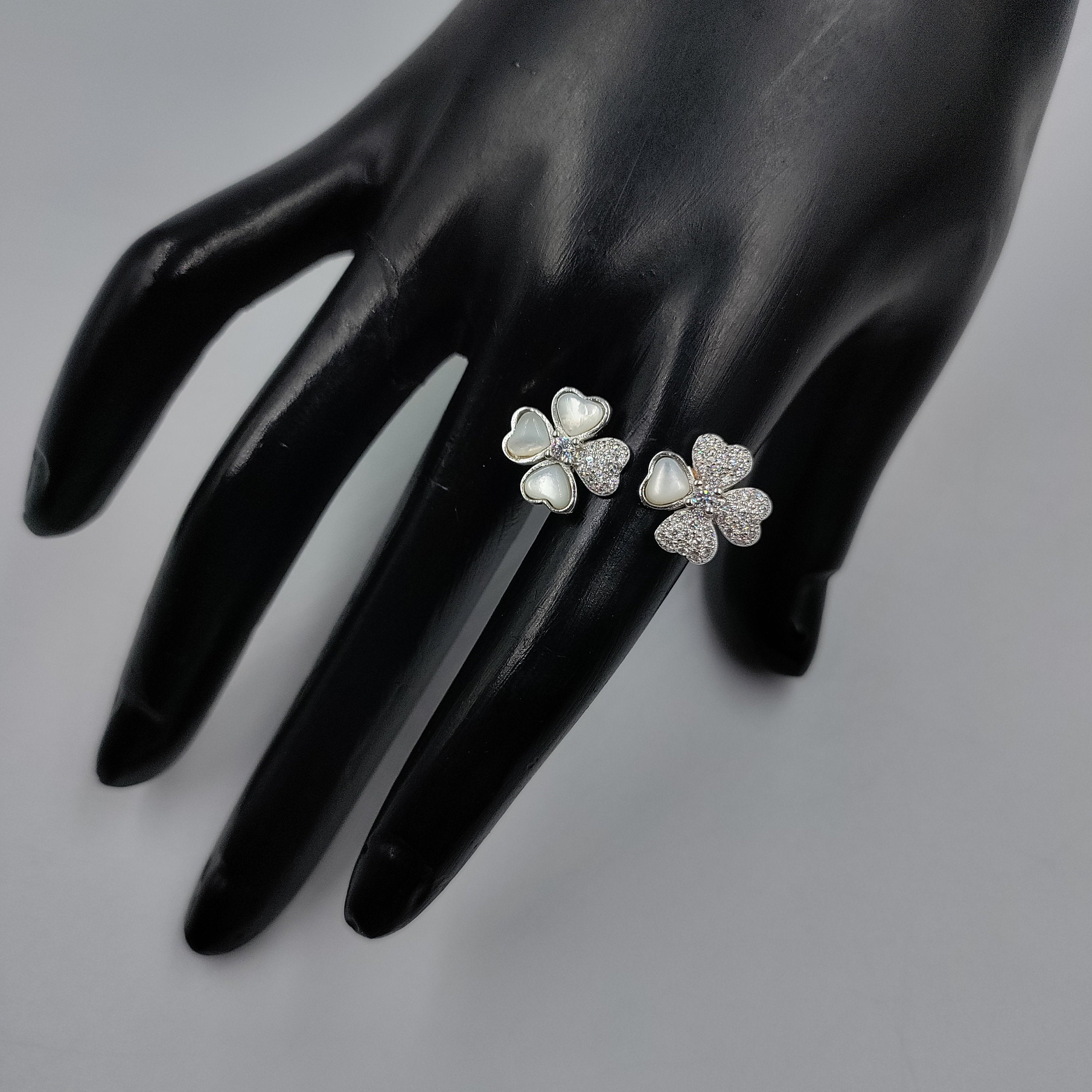 Cubic Zironia Floral Ring Open Ended Ring CZ Stylish Ring For Women(Size Adjustable)