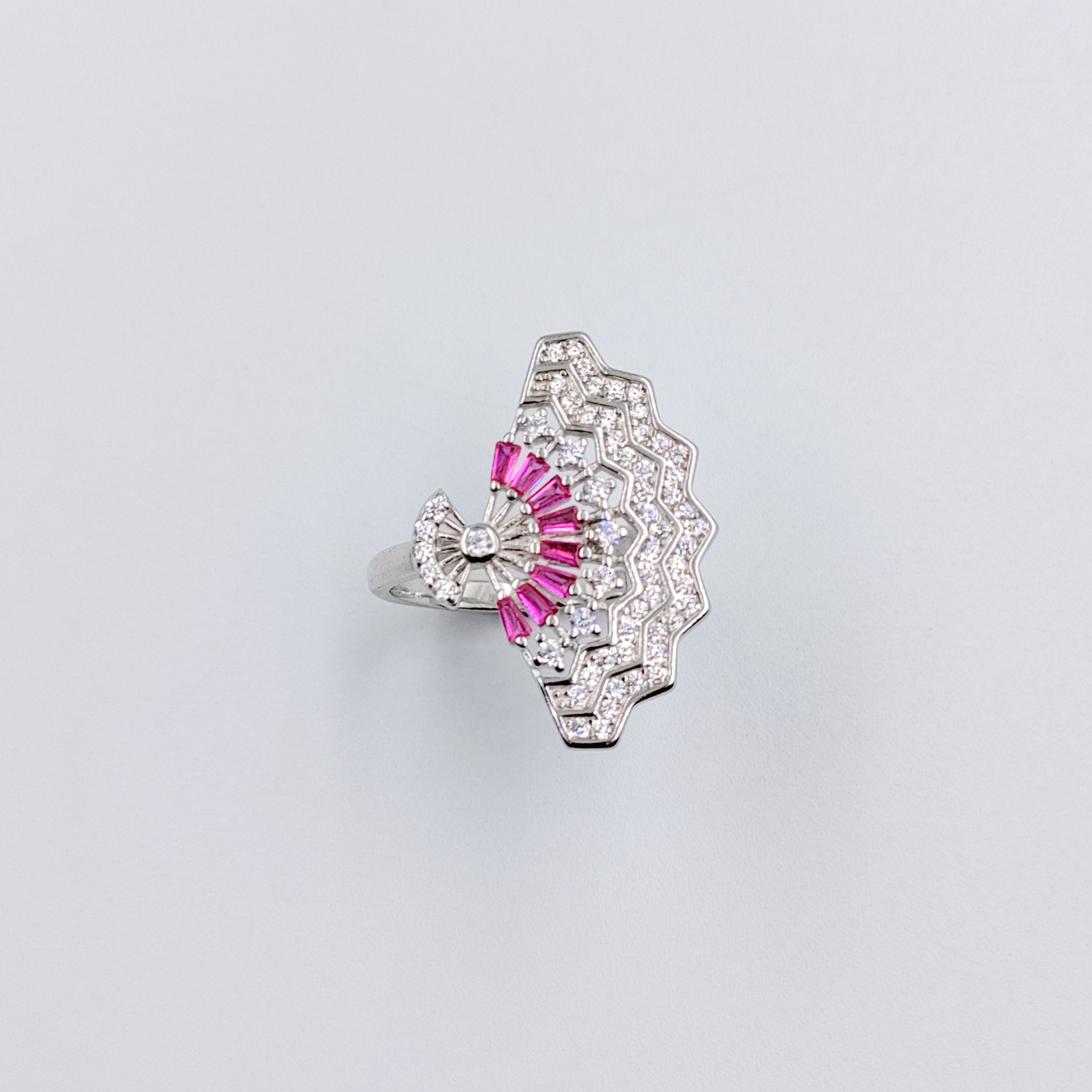 Stunning Fuchsia CZ Ring Sparkling Cubic Zirconia Royal Wedding Ring Ring(Size 12)